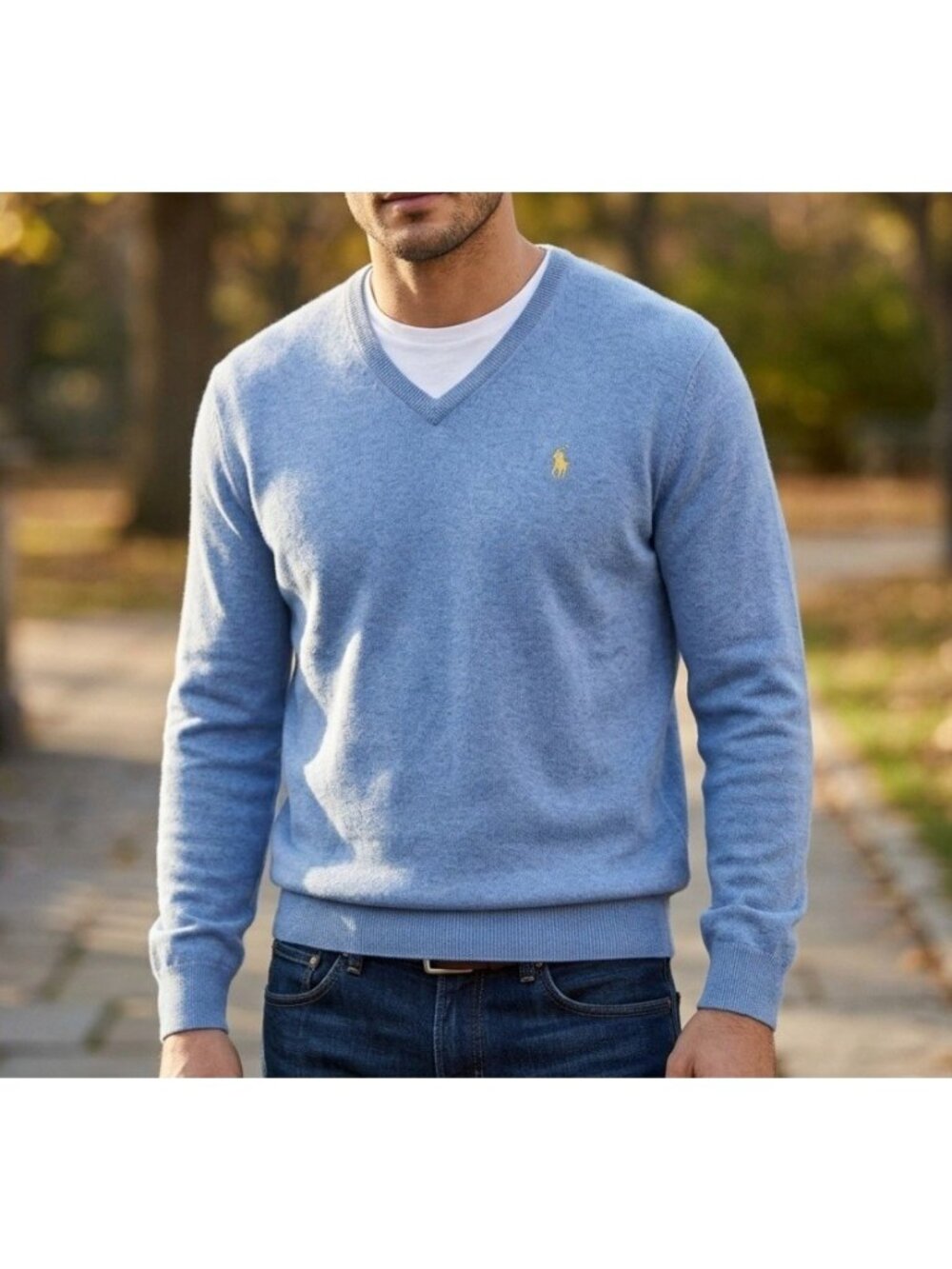 Vtg Polo Ralph Lauren V Neck Sweater Size XXL Cotton Cashmere Blend Lightweight